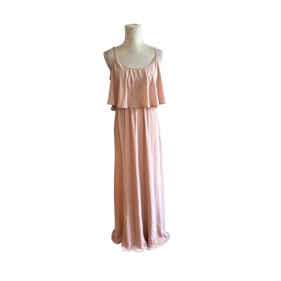 Show Me Your Mumu Caitlin Blush Pink Maxi Dress Ruffled Spaghetti Straps READ - Picture 1 of 13